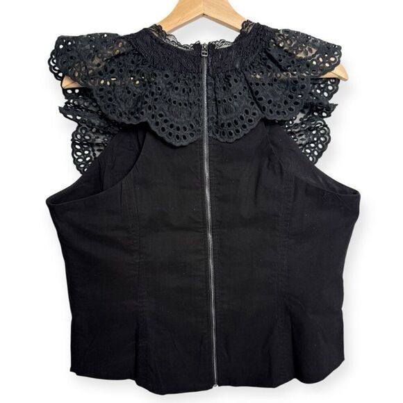 By Anthropologie Eyelet Ruffle Black Bib Tank - Picture 6 of 8